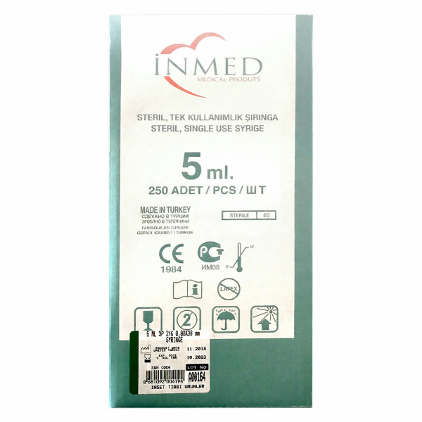 Inmed Enjektör 5 cc 3 Parça Yeşil - 250'li Kutu